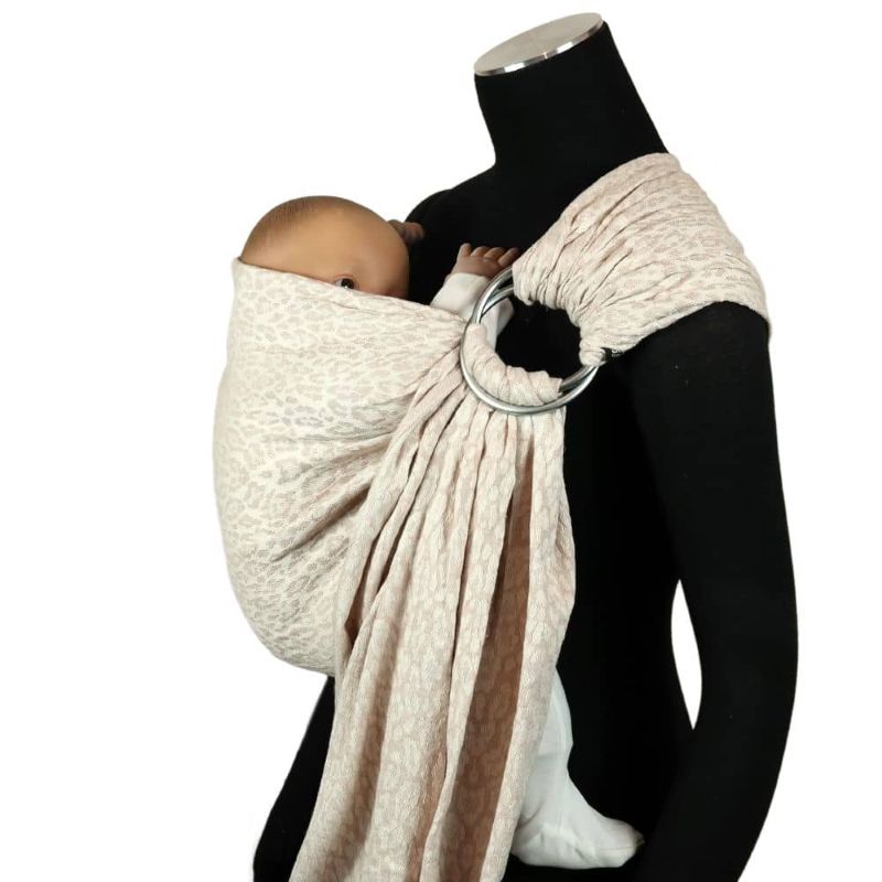 ヘンプ混の生成りのヒョウ柄のスリング｜ディディスリング レオ ピュア