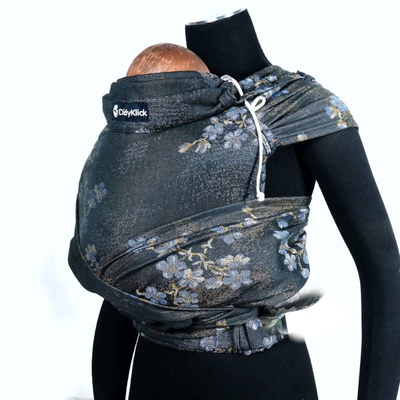DIDYMOS ディディモス スモーキーブルー花柄抱っこ紐ラップ ベビーラップ パパママ、男女兼用の抱っこ紐兼おんぶ紐として
