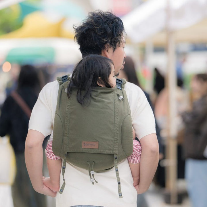 パパとママで共有しやすいおんぶ紐｜腰ベルトなしのオリーブ｜ディディ
