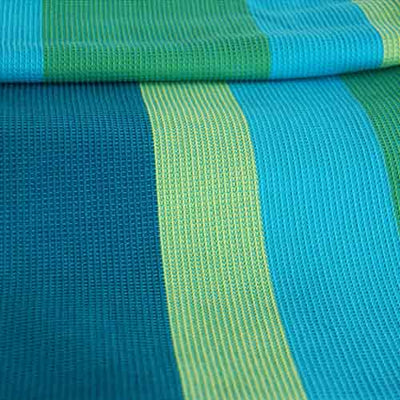 ブルーとグリーンのストライプ模様のワッフル生地の布地