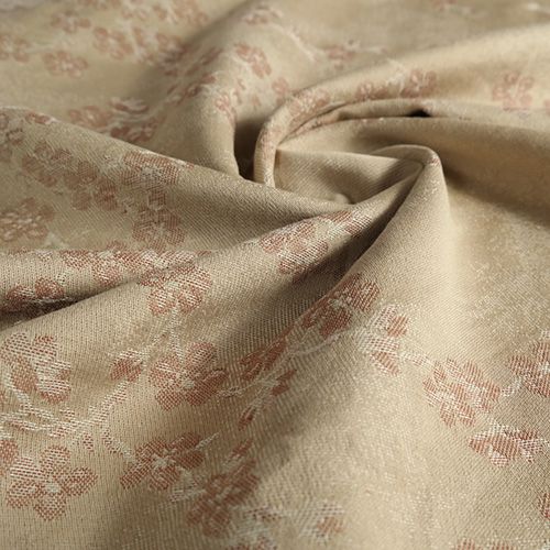 桜模様のリネン混のベージュの織物
