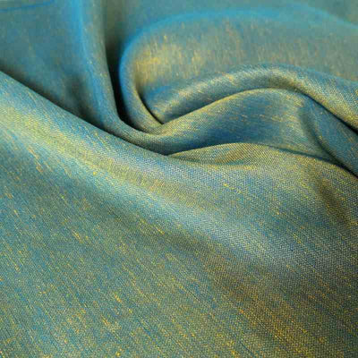 イエローとブルーの糸で織られた光沢感のあるディディモスの織物